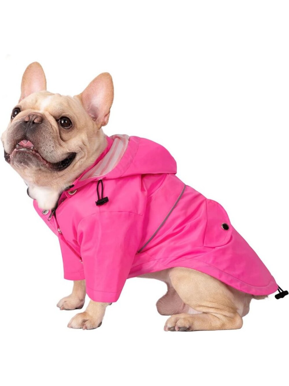 2-Layer Waterproof Dog Raincoat Poncho with Leash Hole & Hood - Pink, Size S